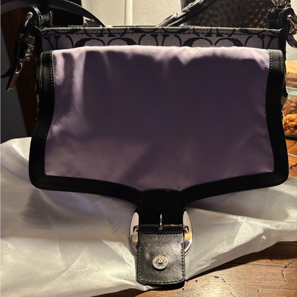 COACH Bleeker 12562 Shoulder Bag Black Patent Leather/Signature Canvas Medium - Picture 4 of 16